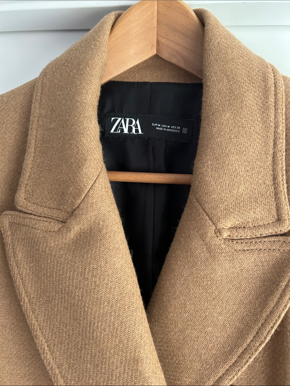 Zara Camel Double-Breasted Pea Coat - Picture 3 of 6